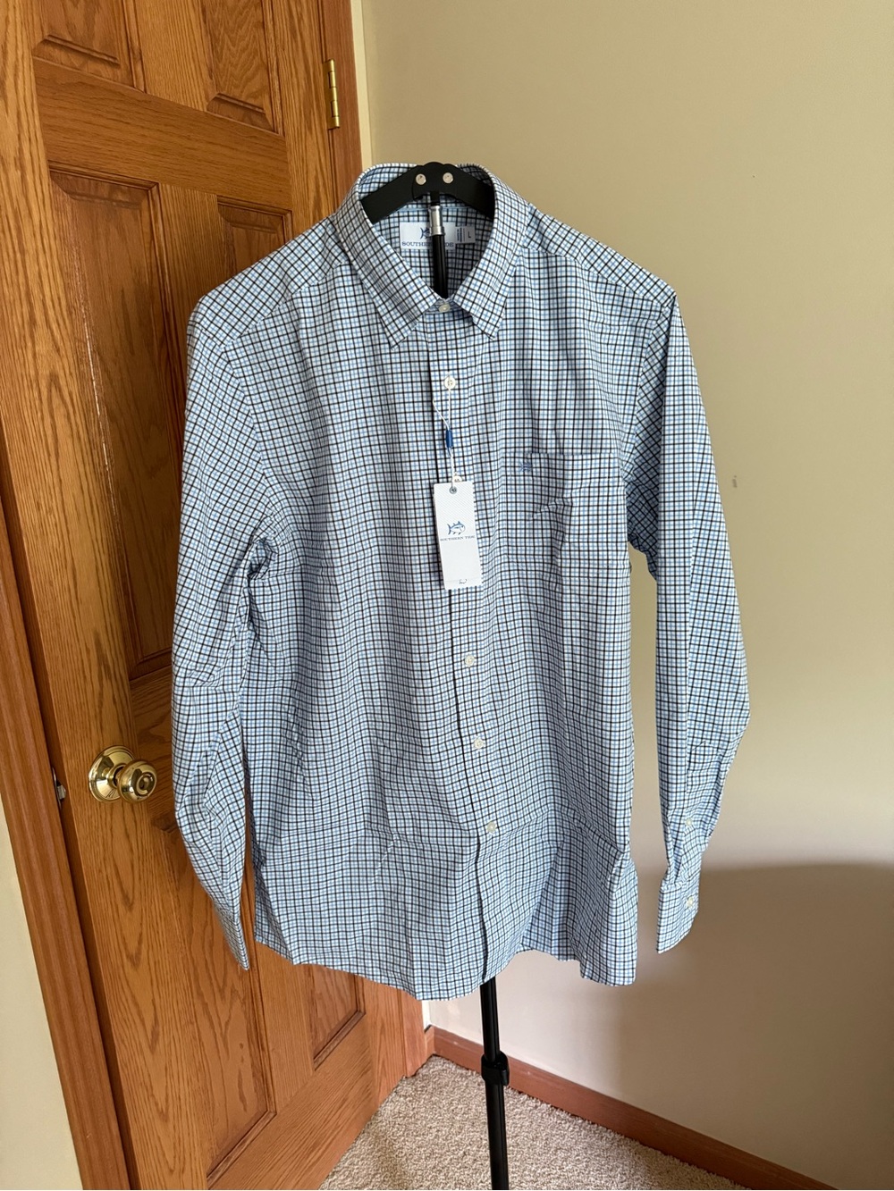 Southern Tide Blue and White Check Dress Shirt